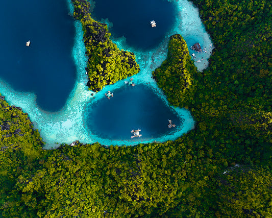 Twin Lagoon, Coron, Palawan Top-Down Aerial Photo Canvas Print. Unique Coron aerial wall decor. Best Twin Lagoon top-down canvas art